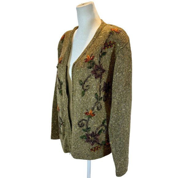 Vintage Graffiti Embroidered Zip Cardigan Sweater - Picture 1 of 8